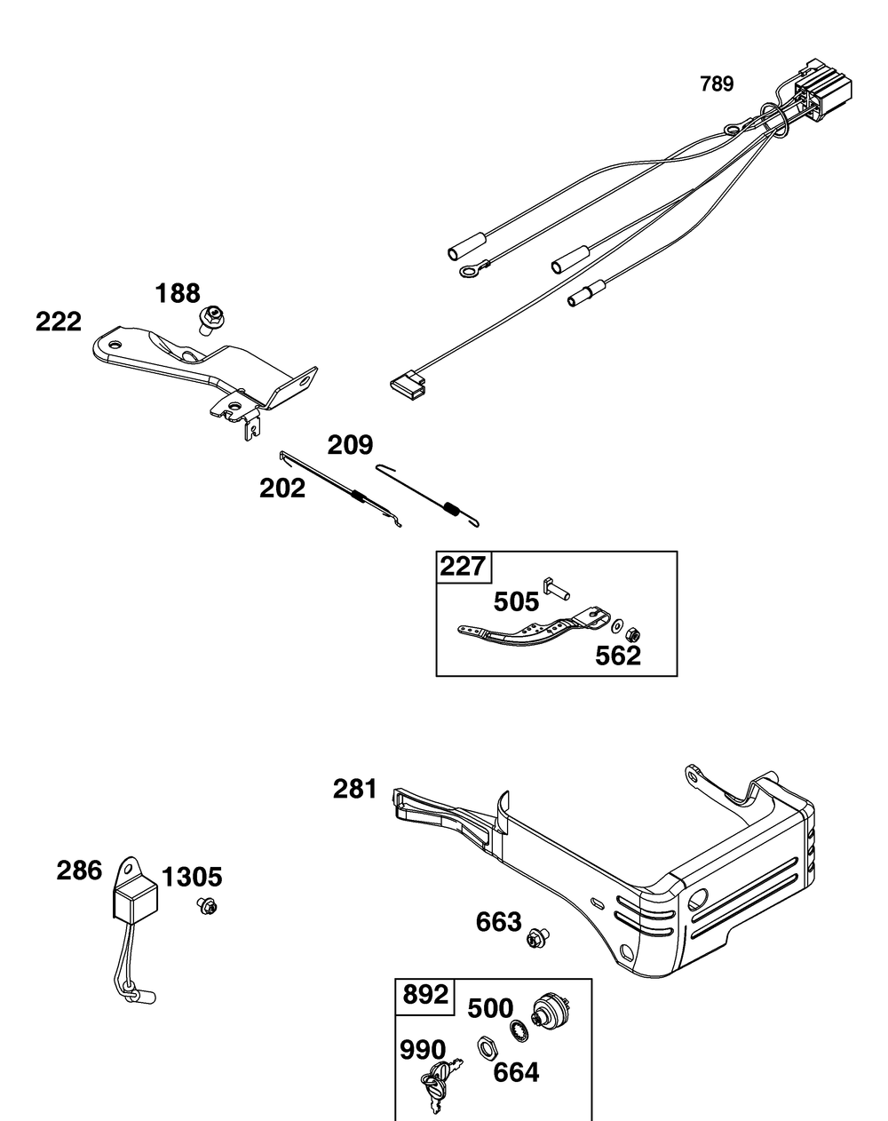 Controls Group Diagram and Parts List for 130G37-0249-H5 100000 - 19Z999 Briggs and Stratton Engine